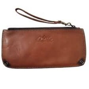 Elegant Brown Leather Wristlet by [Brand]
